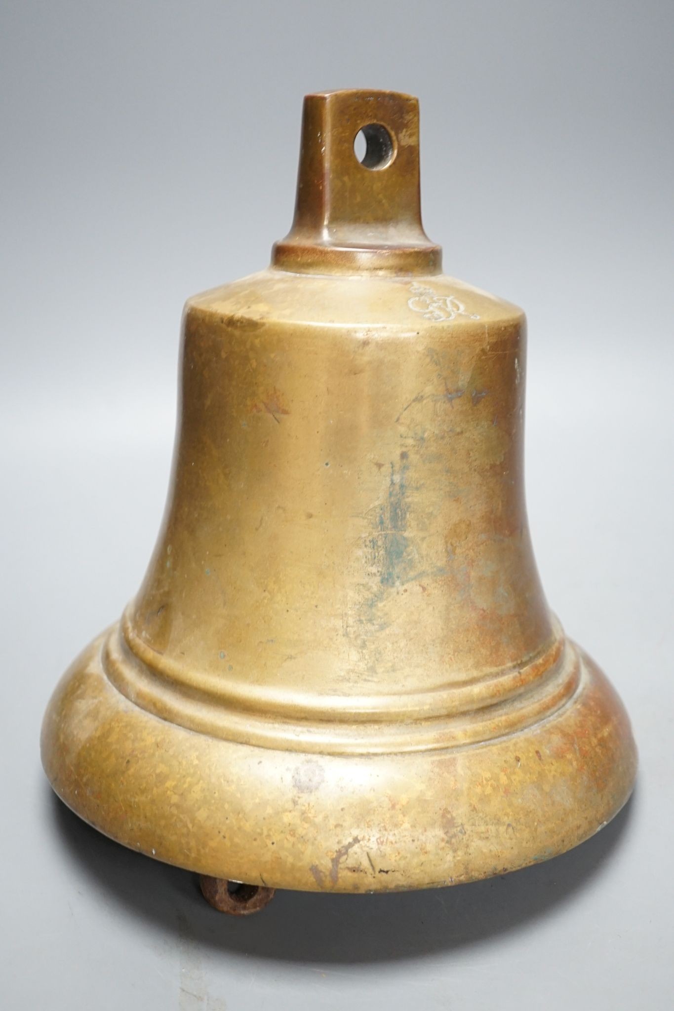 A George V bronze bell., 28 cms high.